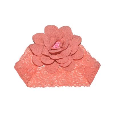 China Elegant/Fashion/Eco-friendly Big Flower Lace Elastic Headband With Flower For Girl Hair Girl's Headwear The New for sale