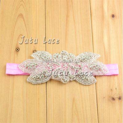 China Chiffon /lace 22Colors Metal Rhinestone Flower Fancy Headbands - Stretch Jewel Elastic Crystal Headbands for sale