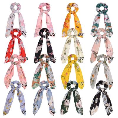 China Daily Large Intestine Dress Hair Accessories Tied New Long by Floral Hair Tie Ponytail Fabric 4x15 Inch Satin Printing Flame Tassel for sale