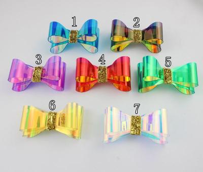 China Cute Elegant Children's Candy Bow Sweet Y Piece Glass Clip Word Double Color for sale