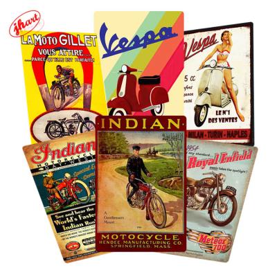 China Custom 20x30CM Retro Europe Vintage Motorcycle Metal Tin Signs Tin Sign Bar Club Man Cave Wall Decor Motorcycle Metal Sign Posters for sale