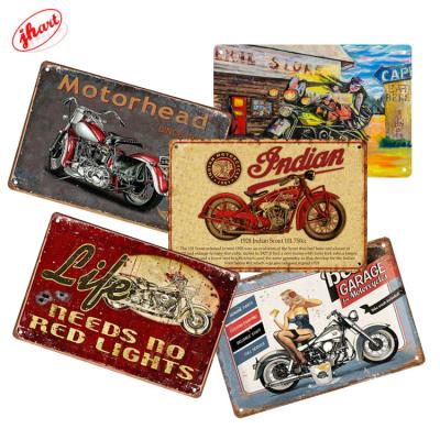 China Europe Motorcycle Metal Poster Bar Garage Shop Wall Decor Vintage Tin Plate Pub Car Club Motorbike Art Painting Metal Sign for sale