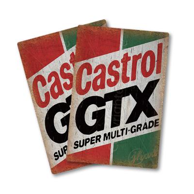 China Europe Home Office Workshop Bar Metal Decor Factory Tin Signs Bar Metal Sign Vintage Castrol GTX Oil Can Super Multigrade Retro Sign for sale