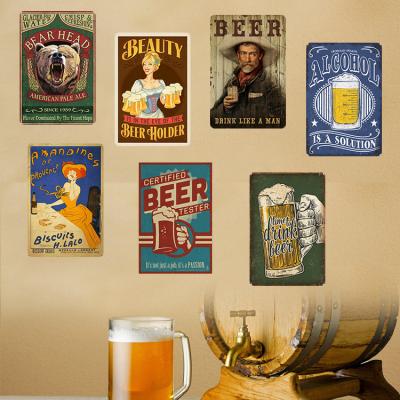 China Retro Europe Metal Sign Painting Tin Plate Metal Beer Sign Vintage Art Living Room Hotel Decor Poster Garage Pub Bar for sale