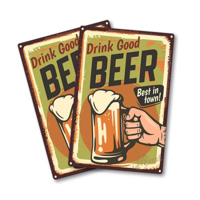 China Europe Vintage Bar Wall Metal Plaque Decor For Nostalgic GOOD DRINKS BEER Nostalgic BEER Plaque Metal Retro Beer Sign Metal Letter Signs for sale