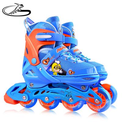 China Hot Selling Professional EPE Leather+EVA+Air Mesh+ 4 Wheel Inline Flashing Street Skates Shoes For Kids for sale