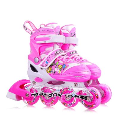 China China TOP 1 EPE leather+EVA+Air mesh+ hot selling 4 PU flash full roller integrated skates with helmets for kids in stock for sale