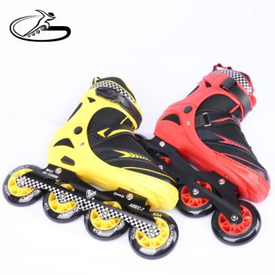 China PP+PE+PU+Aluminium+Air Mesh 90mm PU Wheels Aluminum Frame Semi-Soft 3 Wheel Roller Skating Inline Skates For Adults And Kids for sale