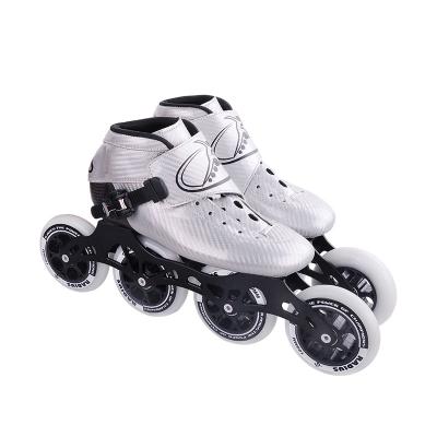 China Professional handcraft lighter carbon fiber SHR faster PU 3 or 4 wheels speed inline skates XZY-X6001 for sale