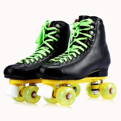 China High Quality Rental PU 4 Led Wheels Durable Quad Roller Skates With Microfiber Boots for sale