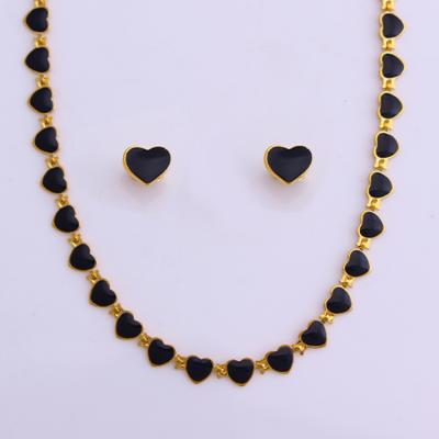 China Newest JH New Arrival Heart Shape Black/Red/White Necklace And Earring Jewelry Set For Gift for sale