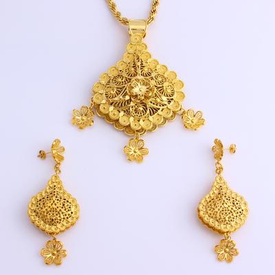 China Europe JH Largest Elegant Gold Plated Earring & Africa/Ethiopia/Dubai Jewelry Pendant Set For Women for sale