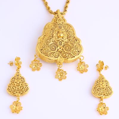 China African Bridal Jewelry Sets JH Big Hollow Gold Plated Earring And Pendant Jewelry Set For Wedding/Gift for sale