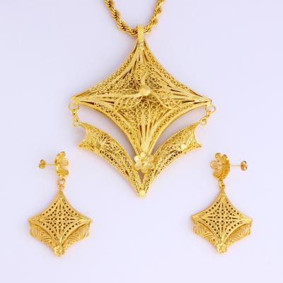 China Fashion JH Fashion Rhombus Earrings/Pendant Jewelry Sets For Women Gold Color African Gifts/Nigeria Jewelry for sale