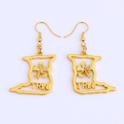 China JH Fashion Simple Gold Color Tobago Map Hook Earrings for Girls and Women for sale