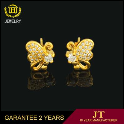 China Butterfly Shape 18k Gold Custom Plus Female Stud Earrings Various Sizes Available for sale