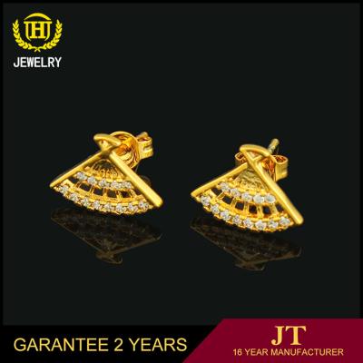 China 2017 Newest Female Charm Design 18k Gold Plated Small Zircon Stud Earrings For Lady for sale