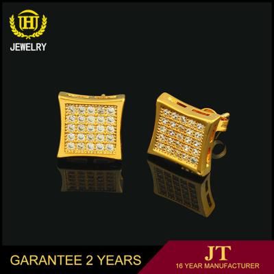 China Charming Classic Female Gold Plated White Zirconia Square Shape Stud Earrings for sale