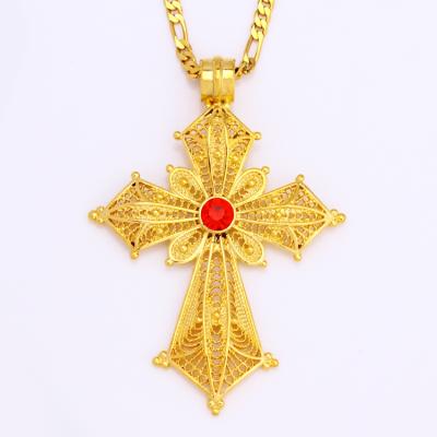 China Newest Big JH Brass Cross With A Nice Red Stone Pendant Jewelry For African for sale