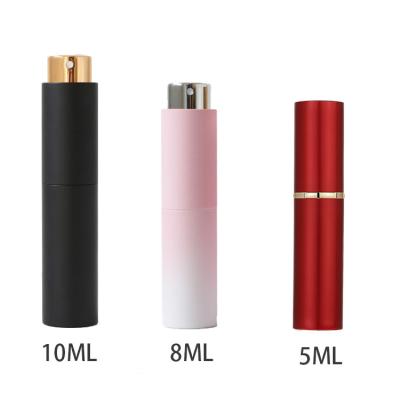 China Cosmetic Container 5ml Mini Bottom Refillable Aluminum Perfume Atomizer Personal Care Perfume Empty Gift Pocket Travel Bottle Spray Color for sale