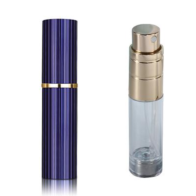 China Personal Care Circular Aluminum Metal Strip Vertical Bar Stripes Personality 5ml Incense Water Spray Bottle 5ml With Box for sale