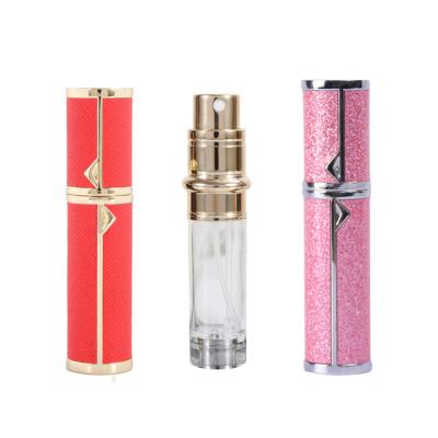 China Lurury 5ml Mini Travel Pocket Refillable Aluminum Empty Atomizer Spray Glass Metallic Aluminum Cosmetic Bottle for sale