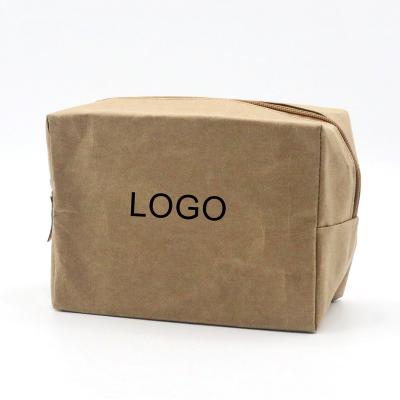 China Normcore / Square 2022 Eco-friendly Kraft Paper Toiletry Bag New Product Minimalist Unisex Shape Recyclable Large Capacity Kraft Cosmetic Bag for sale