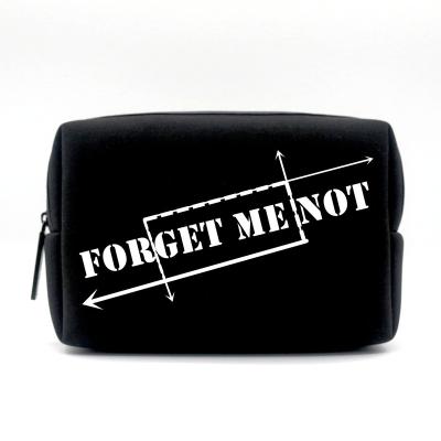 China Newest Fashion Design Waterproof Neoprene Toiletry Bag Classic Black Color Minimalist Style Plumpy Neoprene Water Resistance Wash Bag for sale