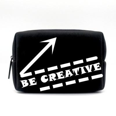 China 2022 New Product Style Neoprene Wash Bag Travel Toiletry Bag Black Stylish Sporty Stylish Crash Resistant Waterproof Cosmetic Bag for sale