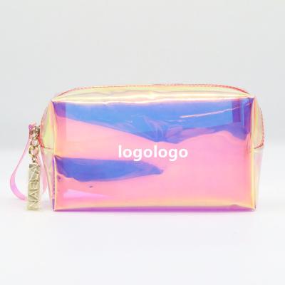 China Fashion New Product Fashion Gauze Rose Square Shape Wristband Holographic Waterproof Pouch TPU Cosmetic Bag for sale