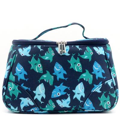 China Durable Large Capacity Storage Bag Canvas Style Toiletry Bag Marine Animal Pattern Trapezoid Shape Preppy Unisex Makeup Bag for sale