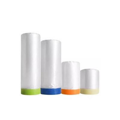 China Selling High Quality Waterproof Good Price Pre Taped Painter Painting Vinyl Plastic Film Decoration Lightweight HDPE Fast Masking Film for sale