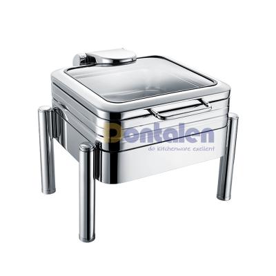 China Restaurant supplies buffet fuel food warmer hydraulic rack de lux chafing dish with glass lid for sale