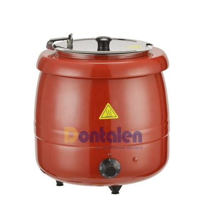 China Commercial 10 Liter Electric Stainless Steel Soup Warmer Red color outer case Buffet Soup Kettle for sale