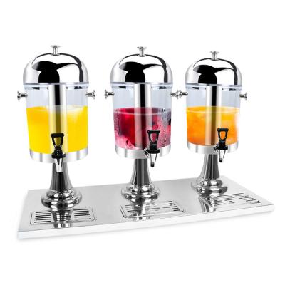 China New Design Buffet Simple Style Plastic Catering Soda Beverage 3 Tank Juice Drinking Dispenser for sale