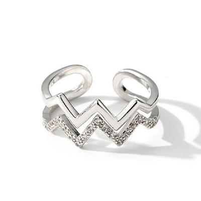 China European jewelry female simple personality double ring of the other heart of border Japan and South Korea and American crystal for sale