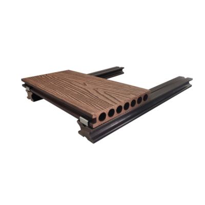 China Modern Fireproof WPC 3D Embossed Wood Plastic Composite Wpc Exterior Composite Decking for sale