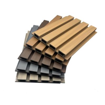 China Modern Composite Exterior Wpc Decking / Square Hole Wood Wpc Grooved Plastic Wall Panel Panel for sale