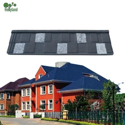 China Modern Africa Best Selling Roof Tiles Black White Color Stone Coated Metal Steel Roofing Tiles For House for sale