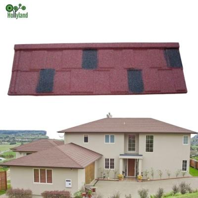 China Modern Nigeria Metal Roof Tile Africa Wine Red Color Stone Coated Steel Tiles for sale