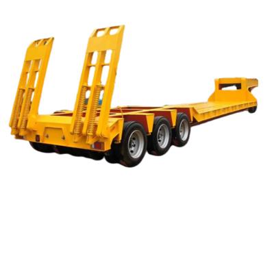 China Truck Trailer 3 Axles 60 Ton Mini Excavator Lowboy Trailer Gooseneck Lowboy Semi Trailer for sale