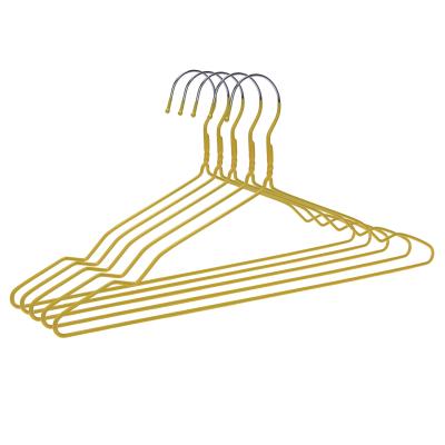 China WINSUN Multifunctional Clothes Hanger Customized Yellow Colorful PVC Coated Metal Clothes Hanger for sale