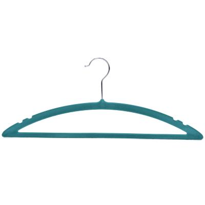 China Modern Premium Quality Household Velvet Green Hanger Assembled Baby Hanger With Trouser Bar for sale