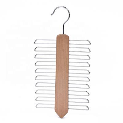 China Traditional Manufacturer Wooden Hangers for Tie Scarf Space Saving Multifunctional Wood Hanger Wholesale for sale