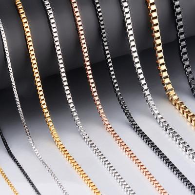 China Hiphop Wholesale Hip Hop Stainless Steel Box Chain 18K Gold PVD Plated Chains Necklaces For Women Men for sale