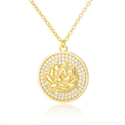 China CLASSIC New Arrived Months flower necklace Stainless Steel Round Disc Pendant with Zircon birthday Gift Familar Jewelry for Her for sale