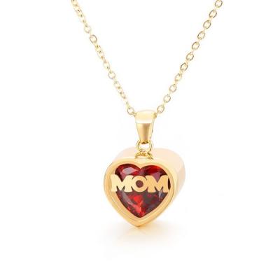 China FASHION Zircon Stone Birthstone Mothers Day Necklace Pendant Jewelry Plated 18k Gold Plated Mom Mom Gift Necklace for sale