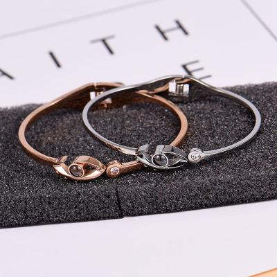 China Stainless Steel Bangles 100 Langusges Projection Nickel Free Bracelet I Love You For Monther's Day Gift for sale