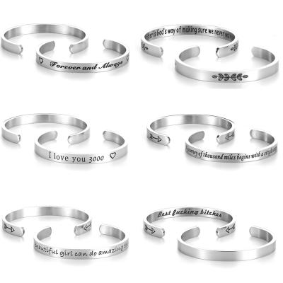 China Nickel Free Inspirational Bracelets For Women Girls Birthday Gift Cuff Bangle Motivational Friendship Personalized Incantation Jewelry for sale