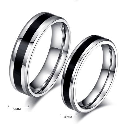 China Titanium Carbide Steel Wedding Band Ring Loop 4mm/6mm Tungsten Carbide Ring Loop 4mm/6mm Thin Groove Amazon Couples Engagement Ring for sale